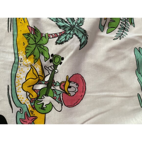 Vintage Disney Mickey & Minnie Hawaiian Tropical 90s Fabric Polyester Stretchy - Picture 8 of 9